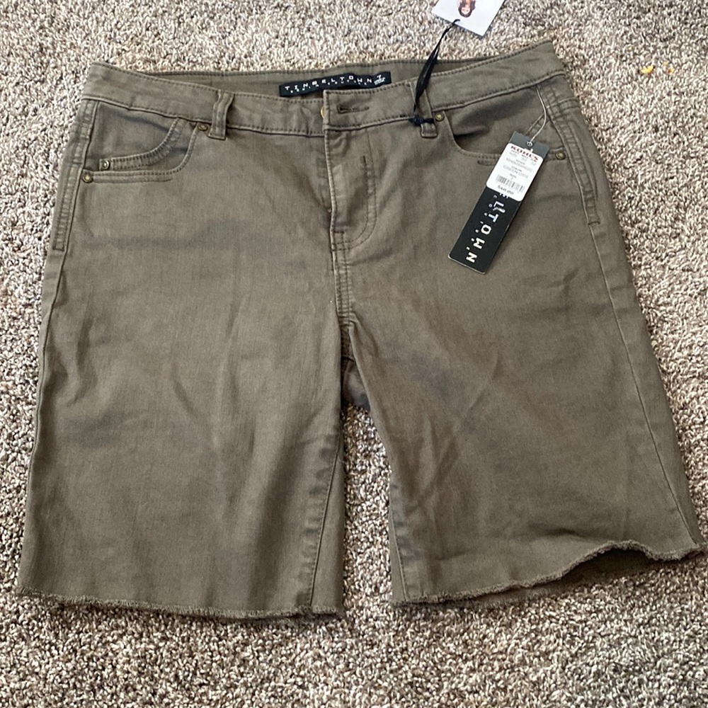 Tinsel town denim Bermuda shorts, olive green